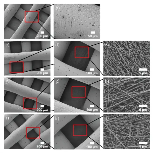 靜電紡絲：分級支架SEM圖像